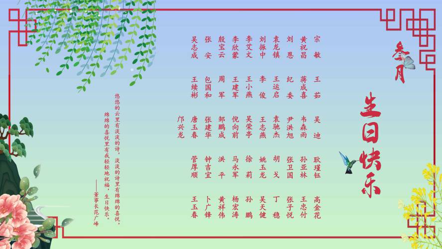 【生日祝?！抗ё?月生日的員工生日快樂！